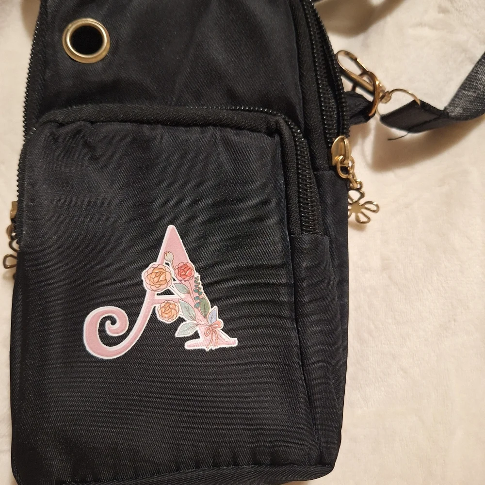Mini‎ Black Crossbody Bag with Initial A NWOT